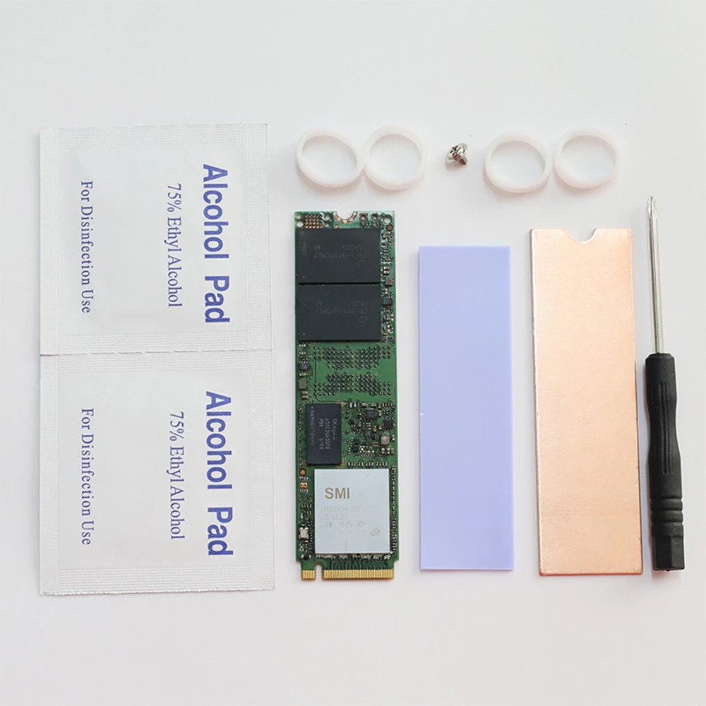 مبدد حرارة M.2 SSD لـ NVMe NGFF مبدد حراري من النحاس النقي مع وسادة حرارية 1 مم مبدد حرارة رفيع للغاية لتبريد الكمبيوتر المحمول SSD