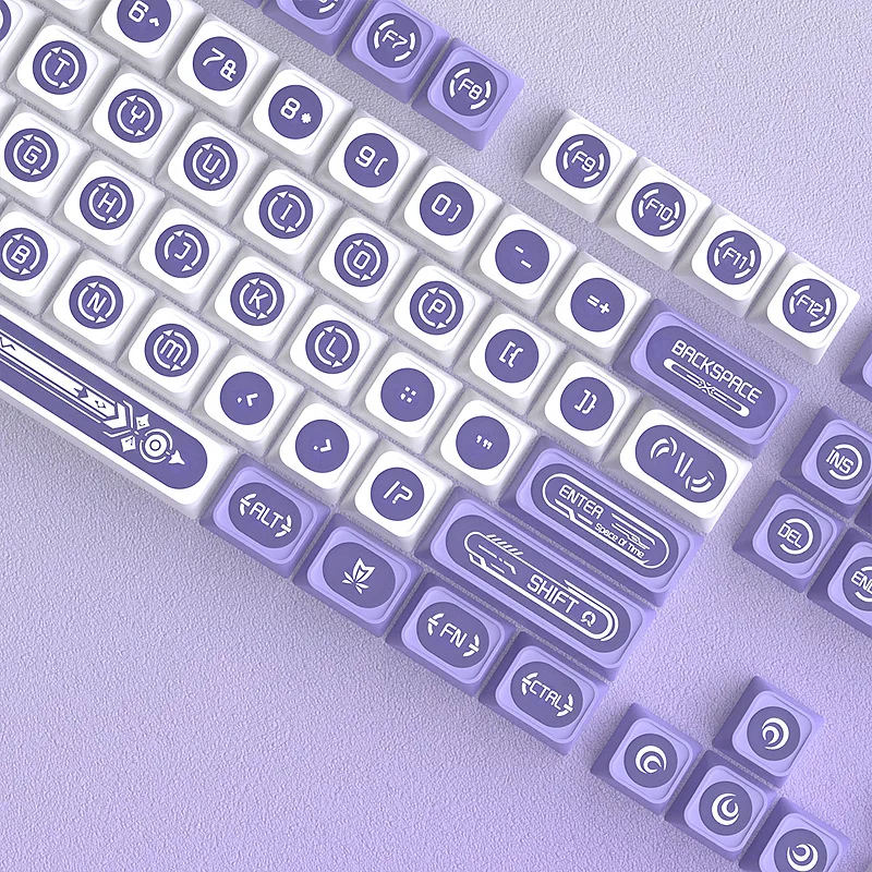Spot cross-border stone white and purple double-spell keycaps Original small full set of mechanical keyboards Hot sublimation