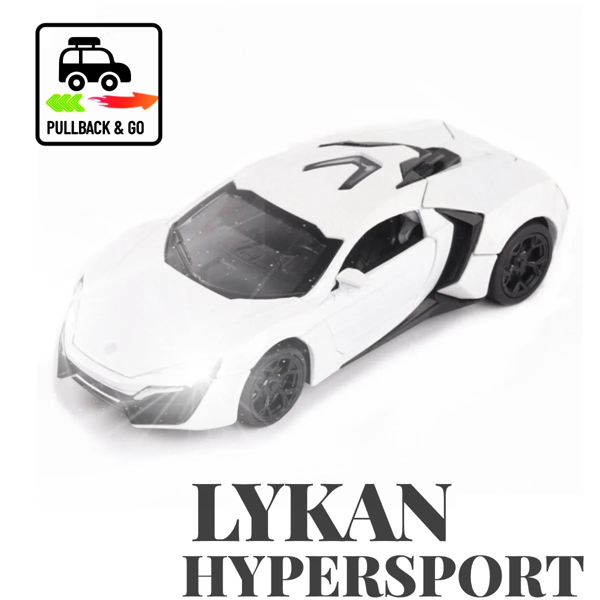 

1:32 Lykan Hypersport Pullback Car Toy with Lights Engine Sound, Toyota Audi Scale Diecast Car Model Replica Kid Boy Play Gift