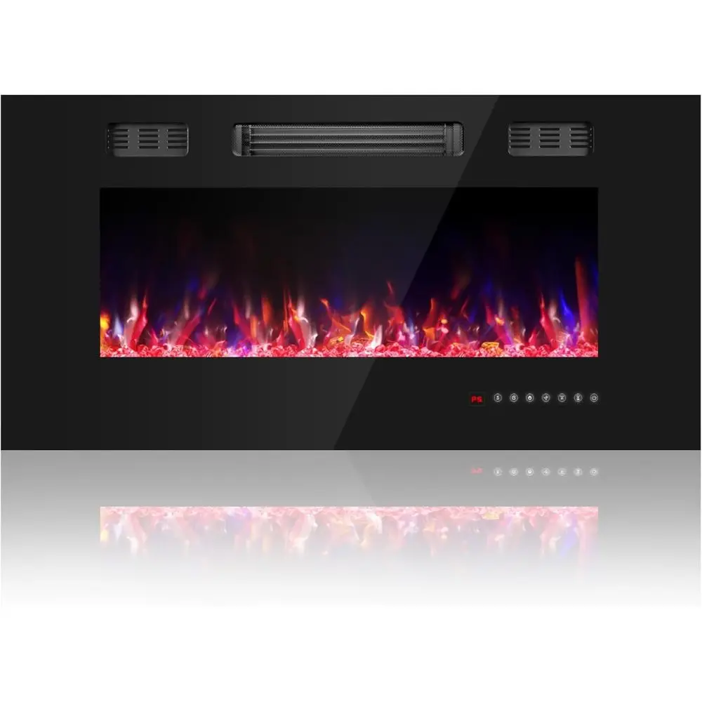 

Настенный электрический камин с кристаллической вставкой, пультом ДУ, 12-цветным пламенем, регулировкой яркости и скорости