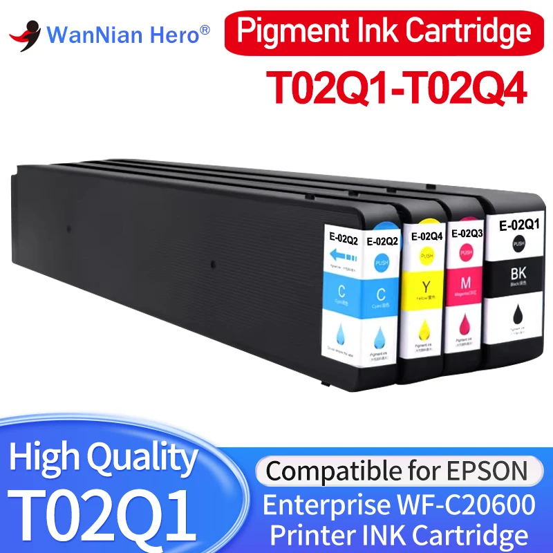 T02Q1 T02Q2 T02Q3 T02Q4 Premium Compatible Color Inkjet Ink Cartridge for Epson WorkForce Enterprise WF-C20600 Printer