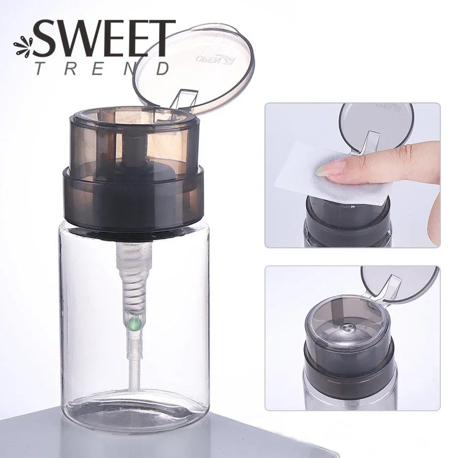 100ml Nail Refillable Empty Press Pump Bottle Clear Black Dispenser Liquid Container Remover Cleaner Polish Makeup Manicure Tool