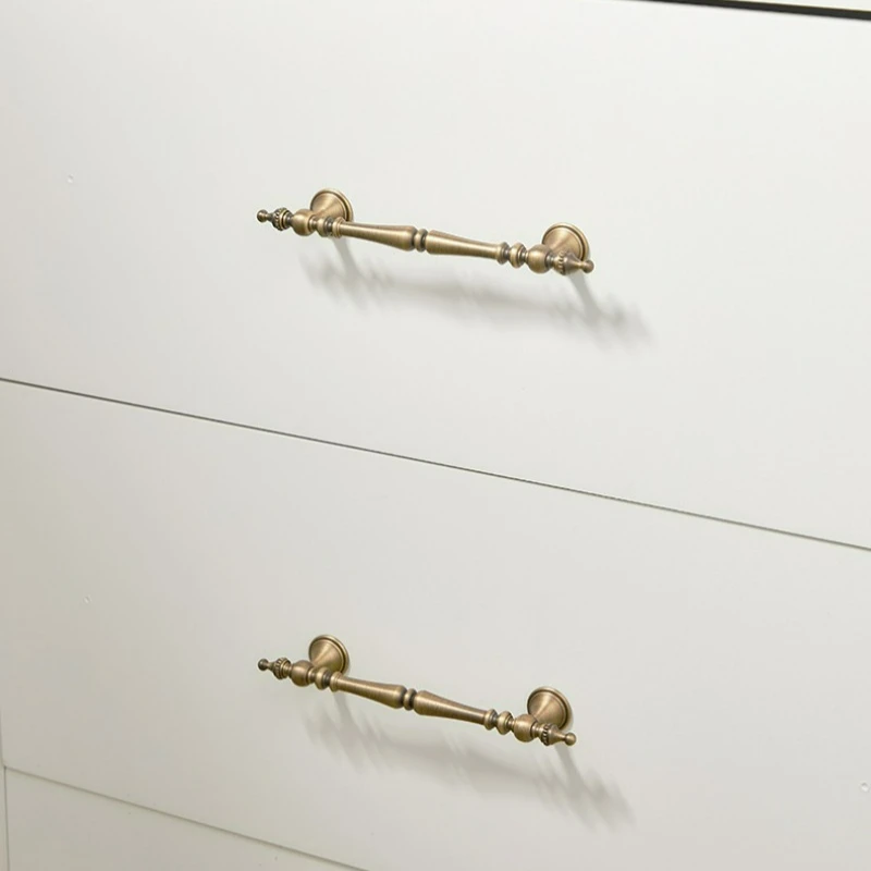 New Chinese Retro Wardrobe Door Drawer Handle Nordic Antique Bronze Light Luxury Cabinet Shoe Cabinet Solid Brass Long Handle 5
