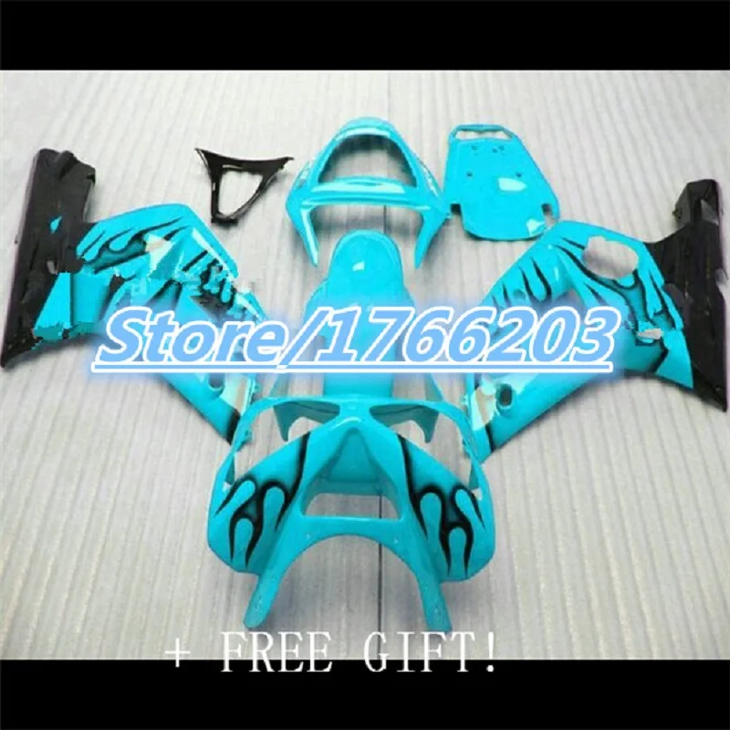 

Подходит для обтекателя KAWASAKI NINJA ZX6R 03 04 ZX 6R ZX636 ZX-6R ZX 6 R 03-04 ZX 6R 2003 2004, обтекатель синего и черного пламени