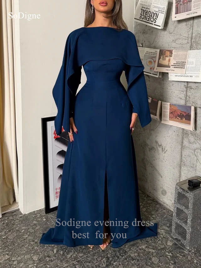 SoDigne Abiti da sera eleganti Maniche lunghe Abito da festa con spacco A-Line Abiti da ballo per occasioni formali Personalizzati