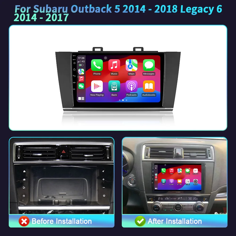 Android14  For Subaru Outback 5 2014 - 2018 Legacy 6 2014 - 2017  Multimedia Navigation Wireless Carplay Stereo Head Unit Screen