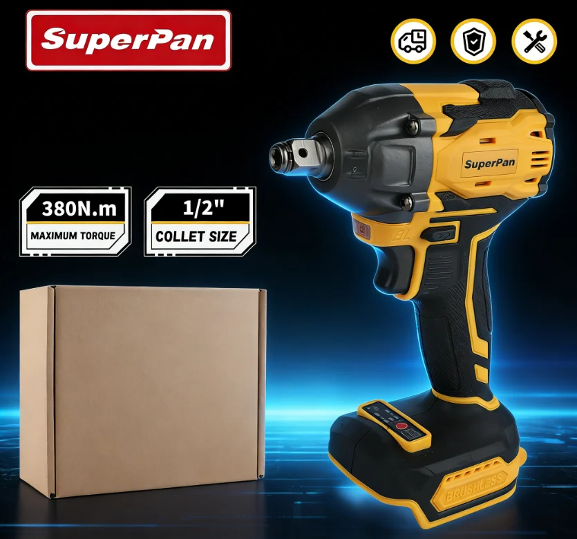 

Brushless lithium battery impact wrench 20V high torque 380N. m industrial grade tool For Dewalt Battery pin(bare metal version)