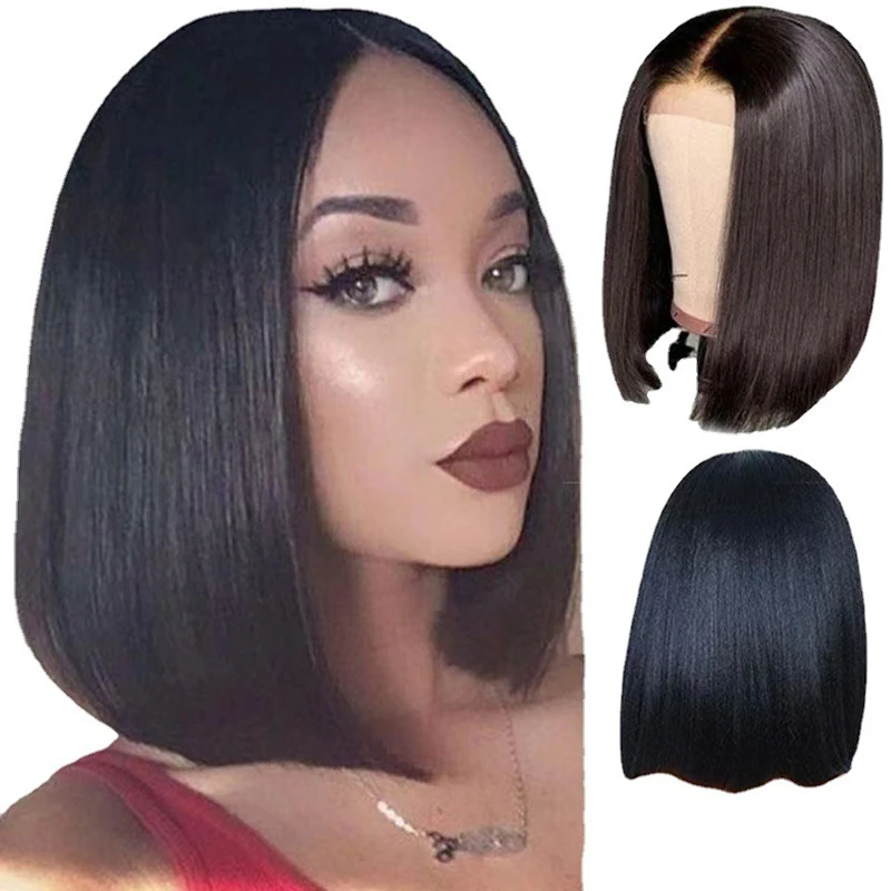 Lady mode Bob coupe de cheveux soirée habiller vêtements Match chapeaux côté balayé frange cheveux courts femme quotidien Style court perruque