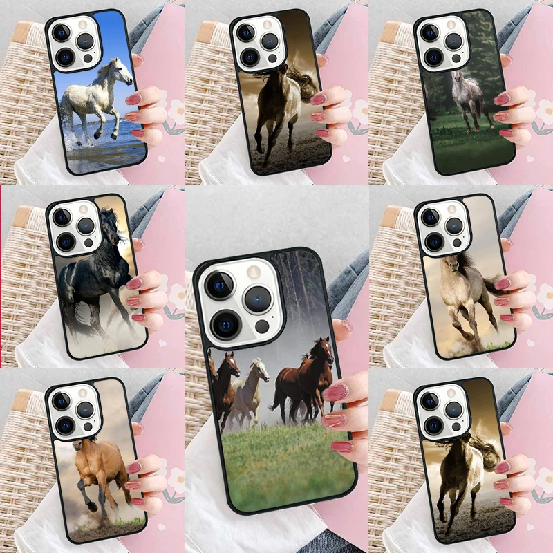 Galloping Horse Soft Phone Case Cover for iPhone 16 Promax 15 Pro 13 14 Plus 11 12 Mini XR XS MAX Coque