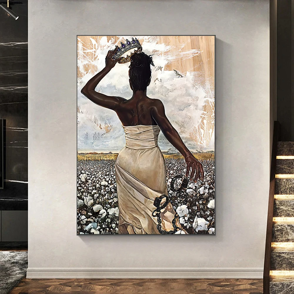 African Queen Crown  Freedom Women Poster Canvas Painting and Prints Nordic Wall Art Pictures Living Room Decor Cuadros
