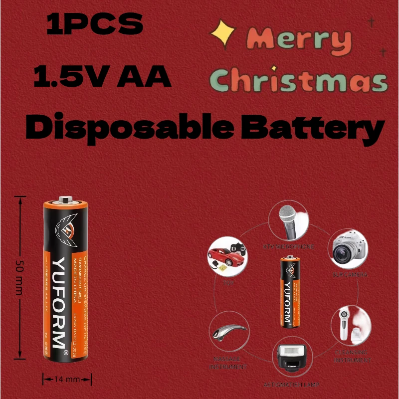

1.5V AA Size Carbon Zinc Batteries for Daily Use Replacement for Led Light Razor CD Player Flashlight Safe and Durable 1PCS