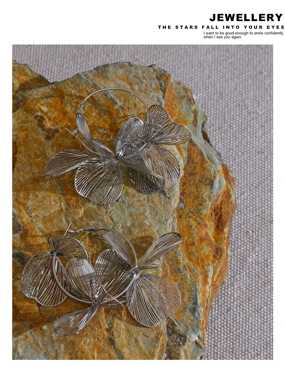 Yhpup Exklusives Design, Edelstahl, Metall, Blume, große Creolen, Persönlichkeit, modisch, wasserdicht, auffälliger Schmuck – Detail 14