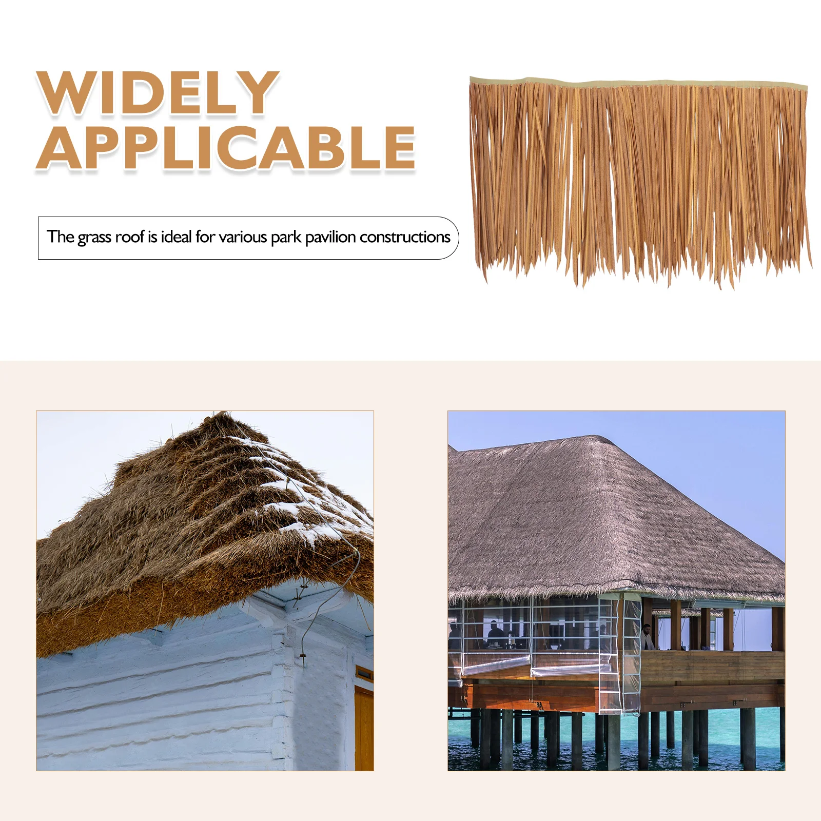 Artificial Thatched Roof Synthetic Straw Mat Durable Weatherproof Faux Grass Roof for Park Pavilion Decoration