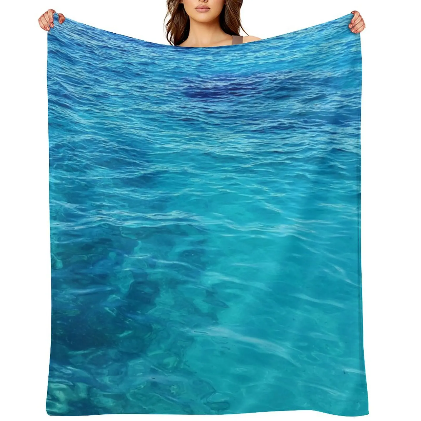 Calm Turquoise Ocean Throw Blanket Tourist Plaid on the sofa Warm blankets ands Plaid Soft Plaid Blankets