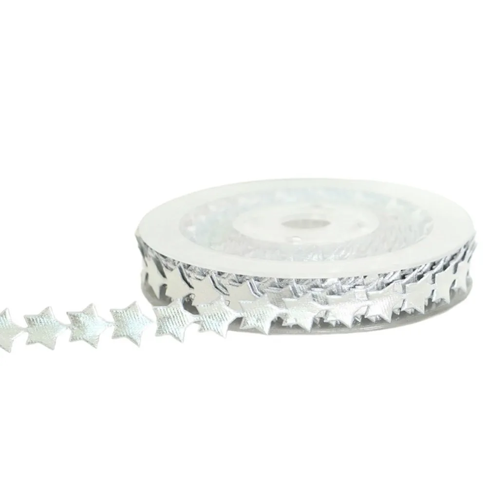 

Artificial Star Decorative Ribbon 10 Meter Pu Leather Christmas Tree Hanging Ornaments Silver DIY Star Packaging Gift Box Ribbon