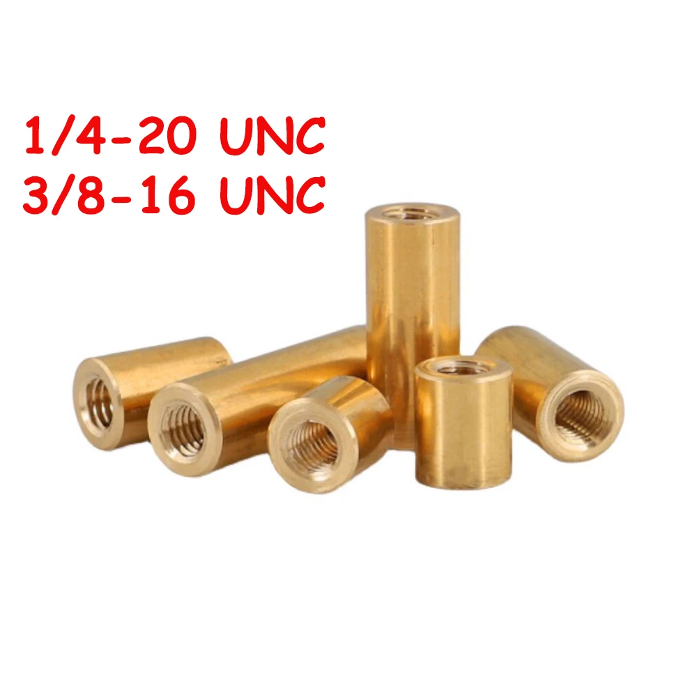 

Coupling Nuts 1/4-20 3/8-16 UNC Brass Extend Long Lengthen Round Coupling Nut Sleeve Tubular Nuts Joint Sleeve Nut