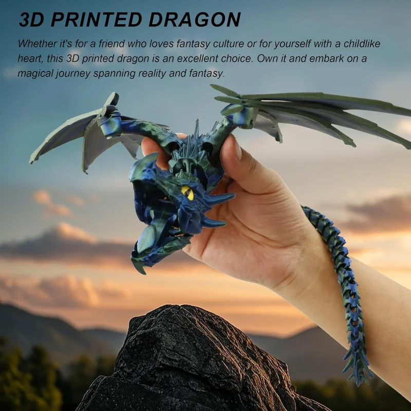 Modelo de dragón impreso en 3D, dragón articulado Flexible, animales impresos, juguetes, regalos de cumpleaños para niño, recuerdos de graduación de boda