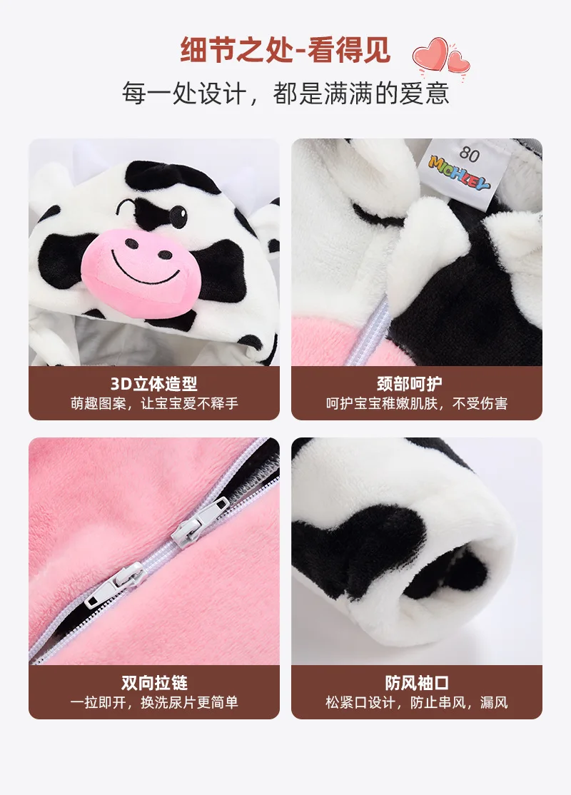 Barboteuse licorne mignonne pour enfants, combinaison d'hiver en flanelle pour bébé, vêtements de maison de dessin animé, tenue confortable pour nourrissons et tout-petits, tailles 73 à 120