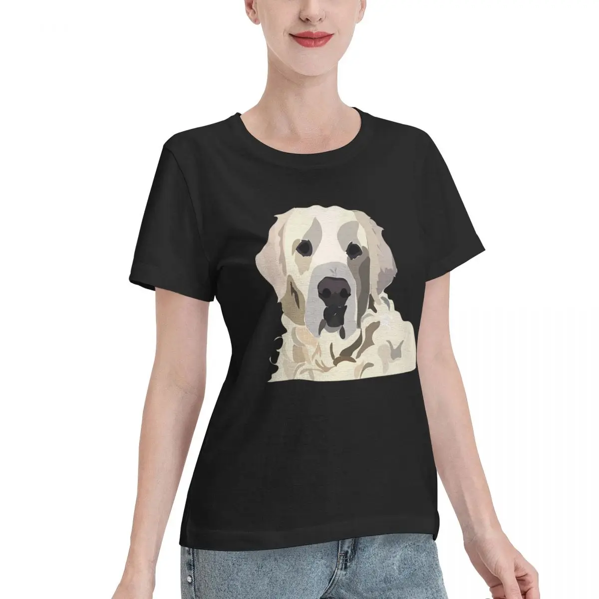 Budget Friendly English Cream Golden Retriever Women's T-shirt Home Wear High Quality Cotton Shirt