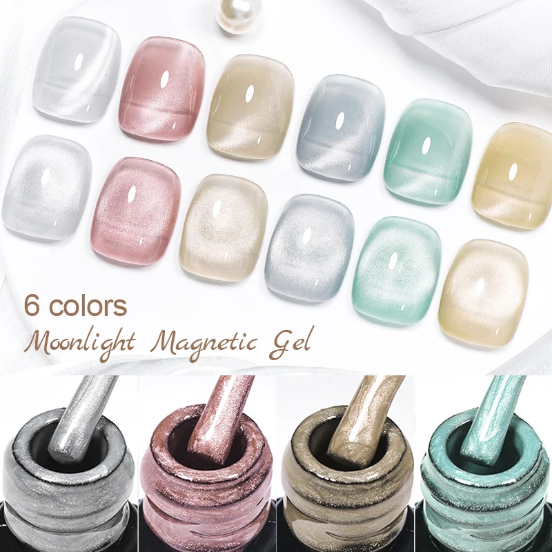 MEET ACROSS 7ml Cat Moonlight Magnetic Gel Polish Pink Silver Transparent Soak Off Nail Art Gel Varnish Manicure For Nails