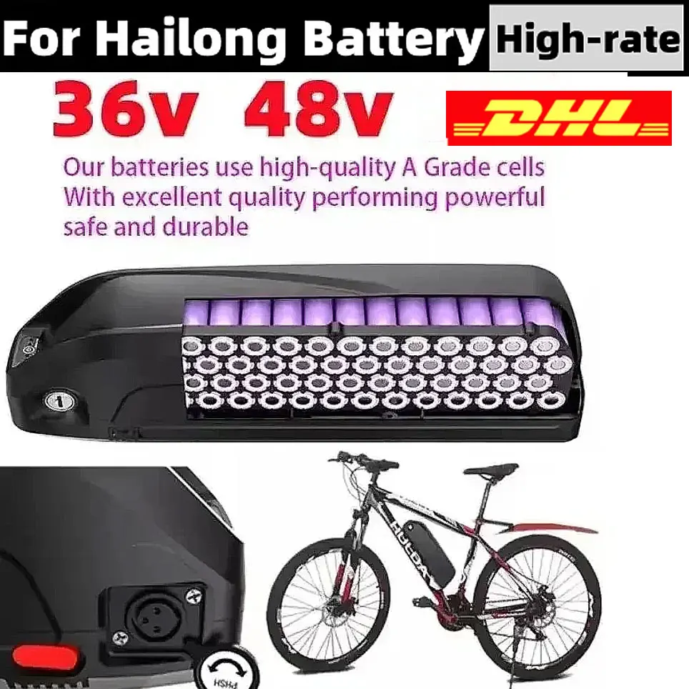 Batteria Originale Hailong per E-bike 36V 48V 40AH con BMS 30A, 350W 500W 750W 1000W, Celle 18650 35E, Spedizione Gratuita e Caricabatterie in Omaggio Senza Dazi