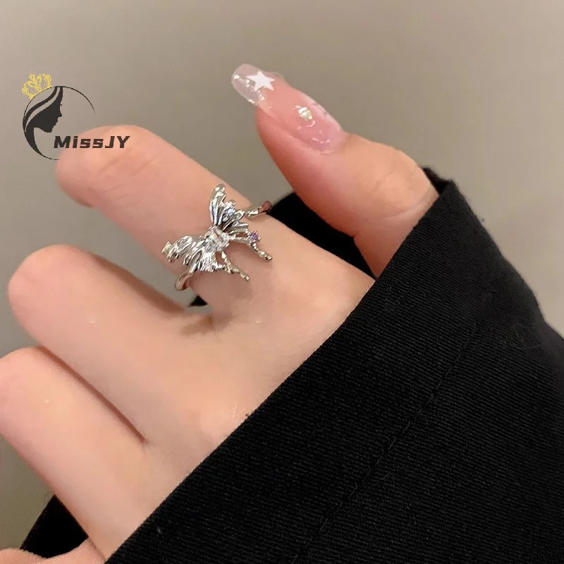 Регулируемое-открытое-кольцо-бабочка-для-девочек-Красочный-циркон-Корейский-стиль-Уникальный-крутой-подарок-для-подруги