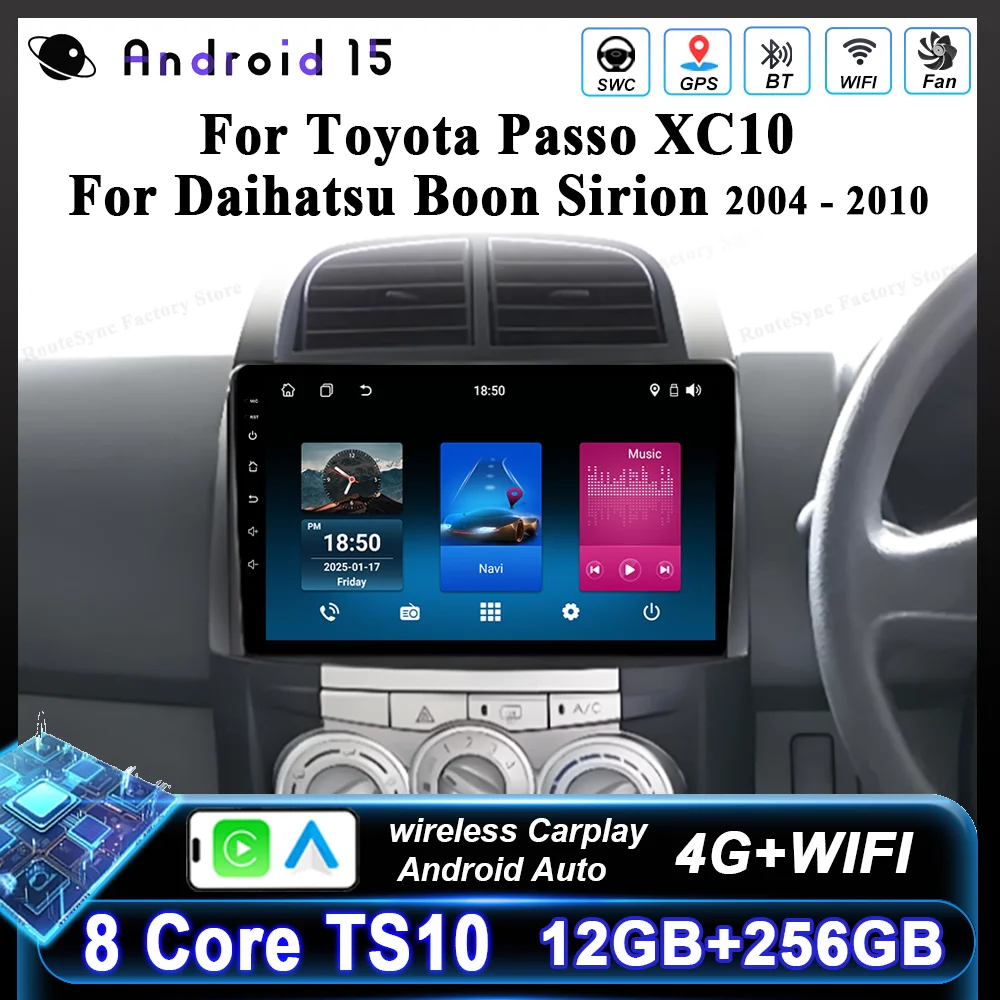 

Android 15 Carplay For Toyota Passo XC10 For Daihatsu Boon Sirion 2004 -2010 Auto Multimedia Video Player Car Dvd NO 2Din WIFI