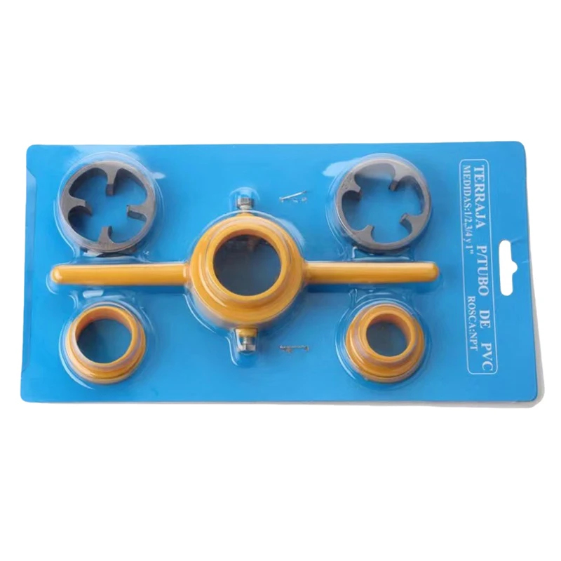 6 pz tubo di plastica filettatura Die Kit Pipe Threader pompe tubi Tap Die strumento manuale di riparazione idraulica