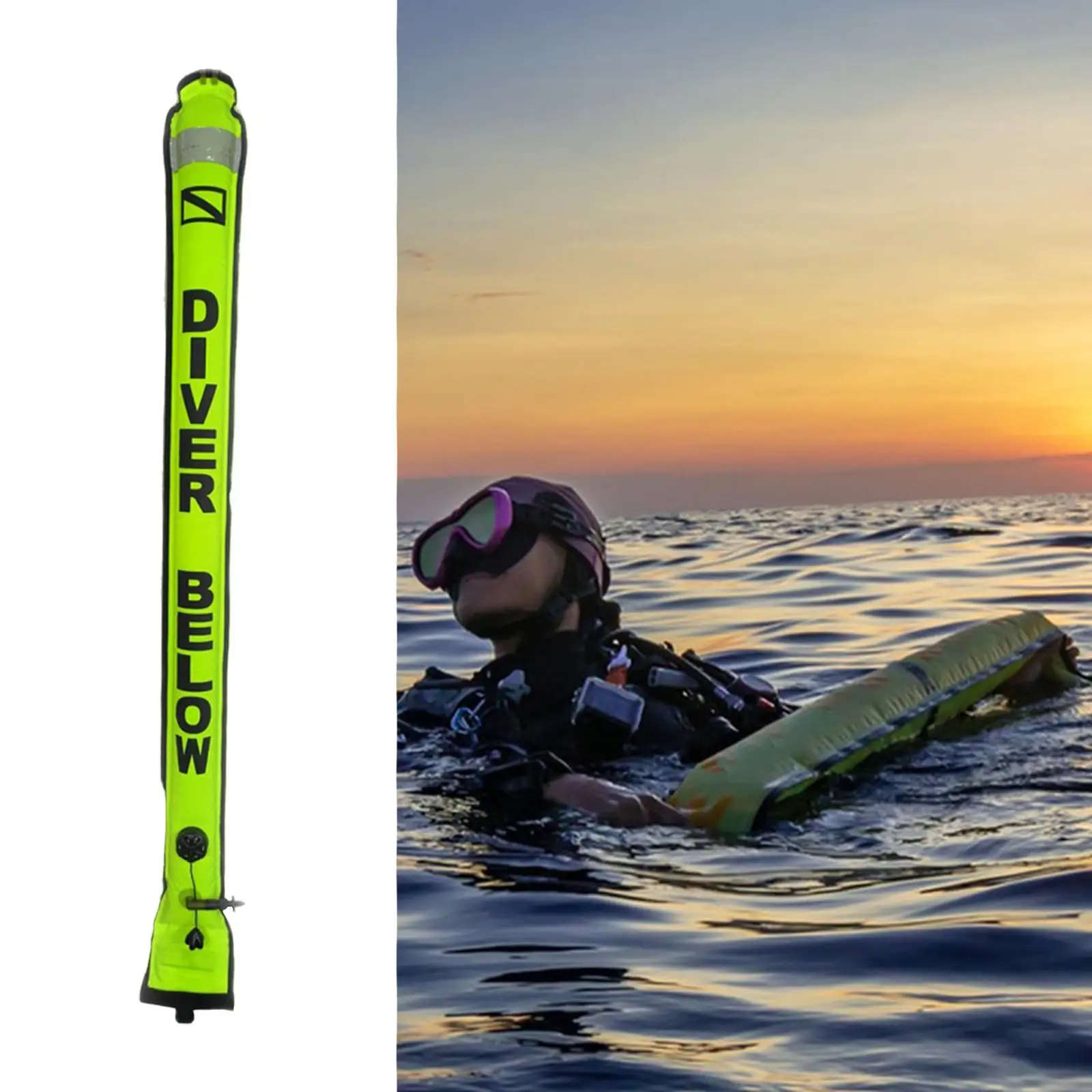 

Diving Surface Marker Buoy Diving Gear Scuba Signal Tube with Reflective Strip Accessory Highly Visible Inflatable Marker