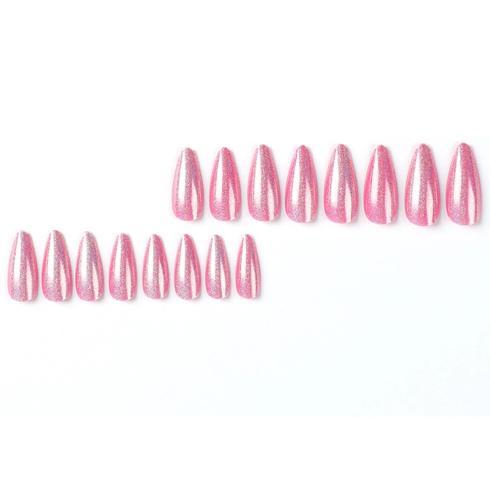 Pink Fake Nails with Shimmering Powder Waterproof And Durable Fake Nails for Manicure Novice Skilled Person