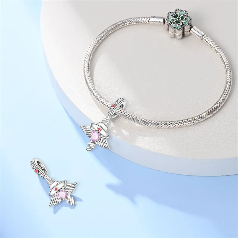 Hot Sales 925 Sterling Silver Medical Guardian Charm Pendant Fit 3mm Original Bracelet DIY Women Exquisite Party Jewelry Gifts