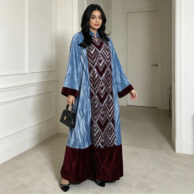 

Eid Dress Abaya Women Party Dresses Diamonds Jalabiya Patchwork Muslim Kaftan Vestidos Ramadan Morocco Dubai Arab Long Robe 2026
