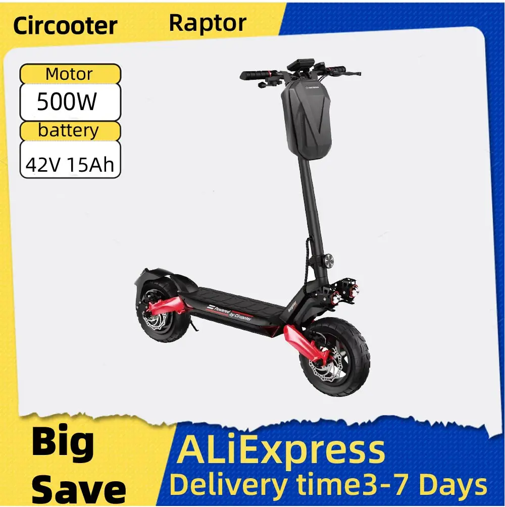 

Экскутер для взрослых Circooter Raptor, двигатель 500 Вт, аккумулятор 48 В, 15 Ач, складной электронный самокат, 11-дюймовая шина, электрический самокат для электронного горного скутера