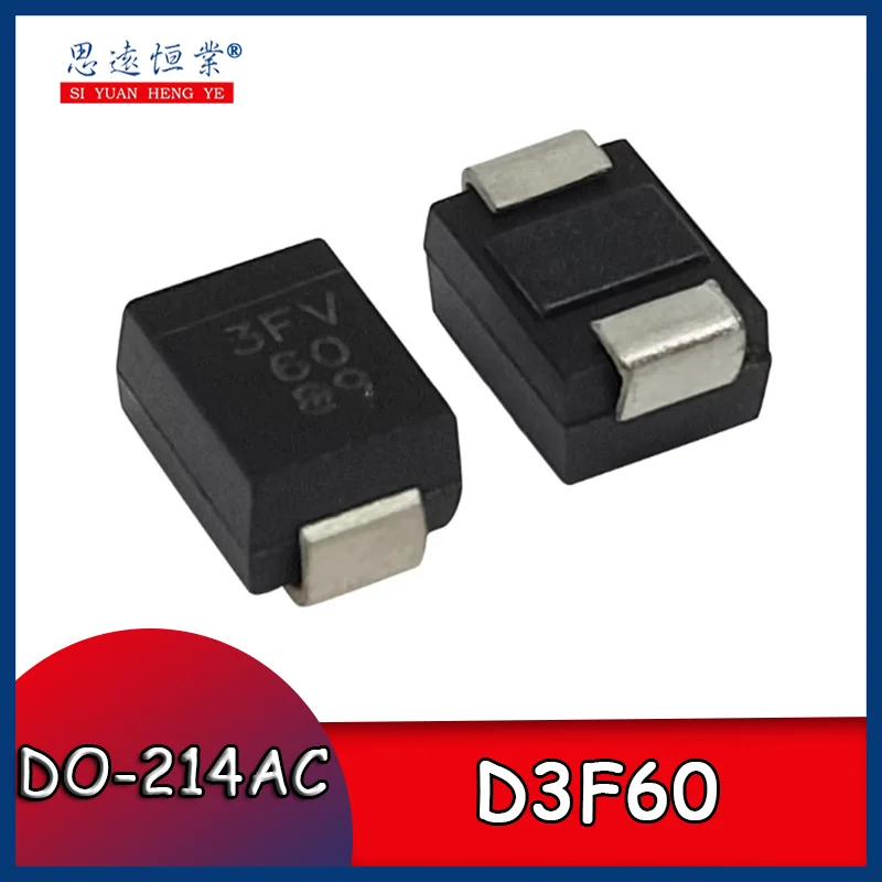 

10pcs Brand new genuine D3F60 silk-screened 3FV 60 surface mount DO-214AC SMA 600V rectifier diode