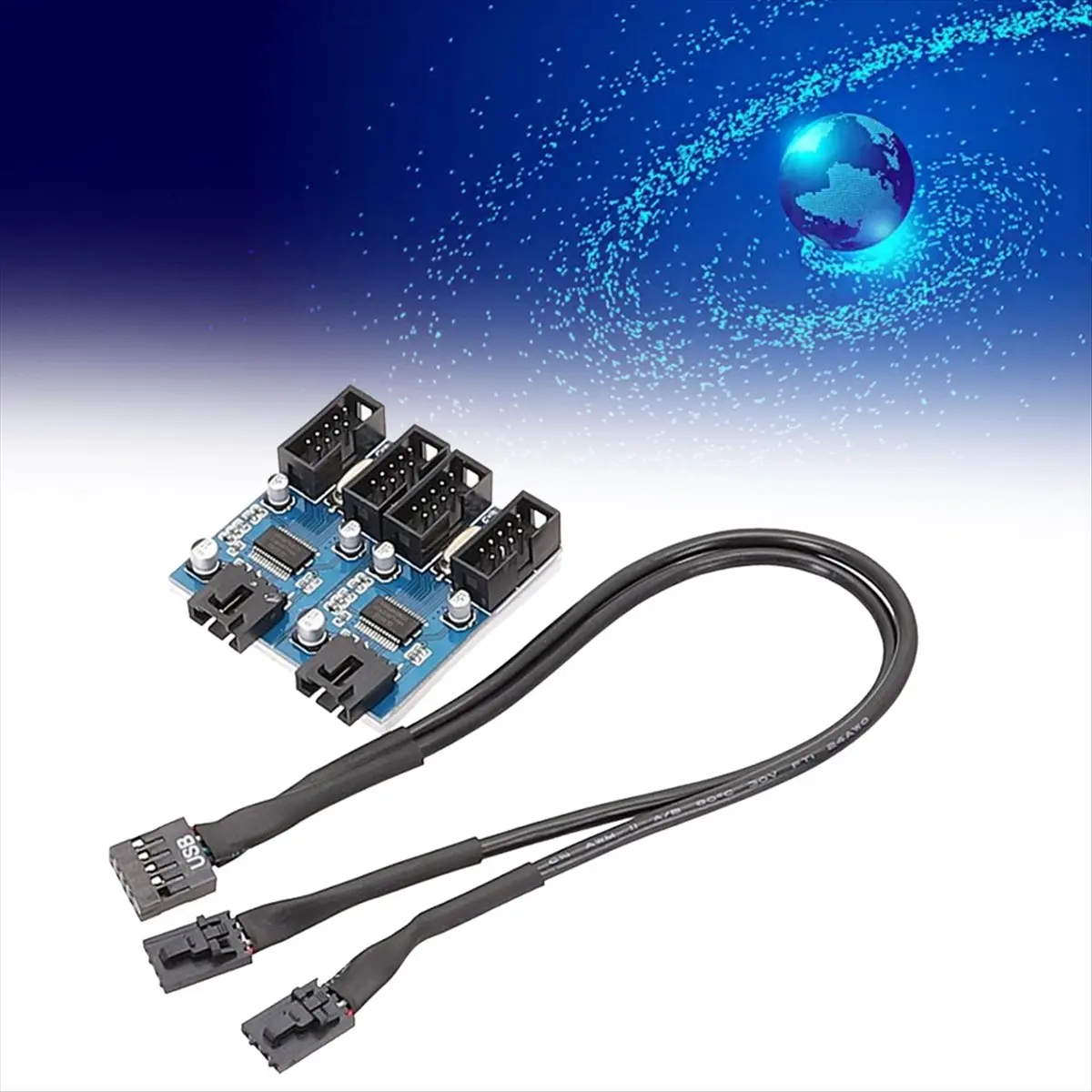 ABDQ-Motherboard 9Pin USB2.0 Extension Cable 9PIN to Dual 9PIN with Chip Support Multi-Interface Shared Extension Cable