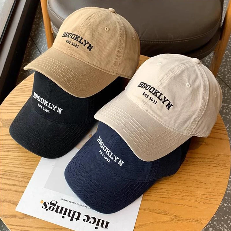 Soft Cotton Letters Baseball Cap For Women Men Retro Embroidery Curved Brim Hat Unisex Ponytail Hip Hop Dad Trucker Sun Hats