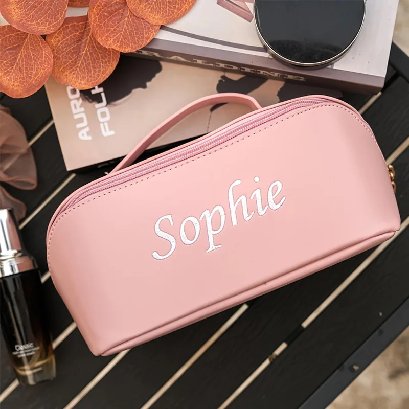 حار بيع مخصص مطرزة حقيبة PU المحمولة السفر الاستمالة حقيبة التخزين يده متعددة الوظائف حقيبة مستحضرات تجميل سعة كبيرة