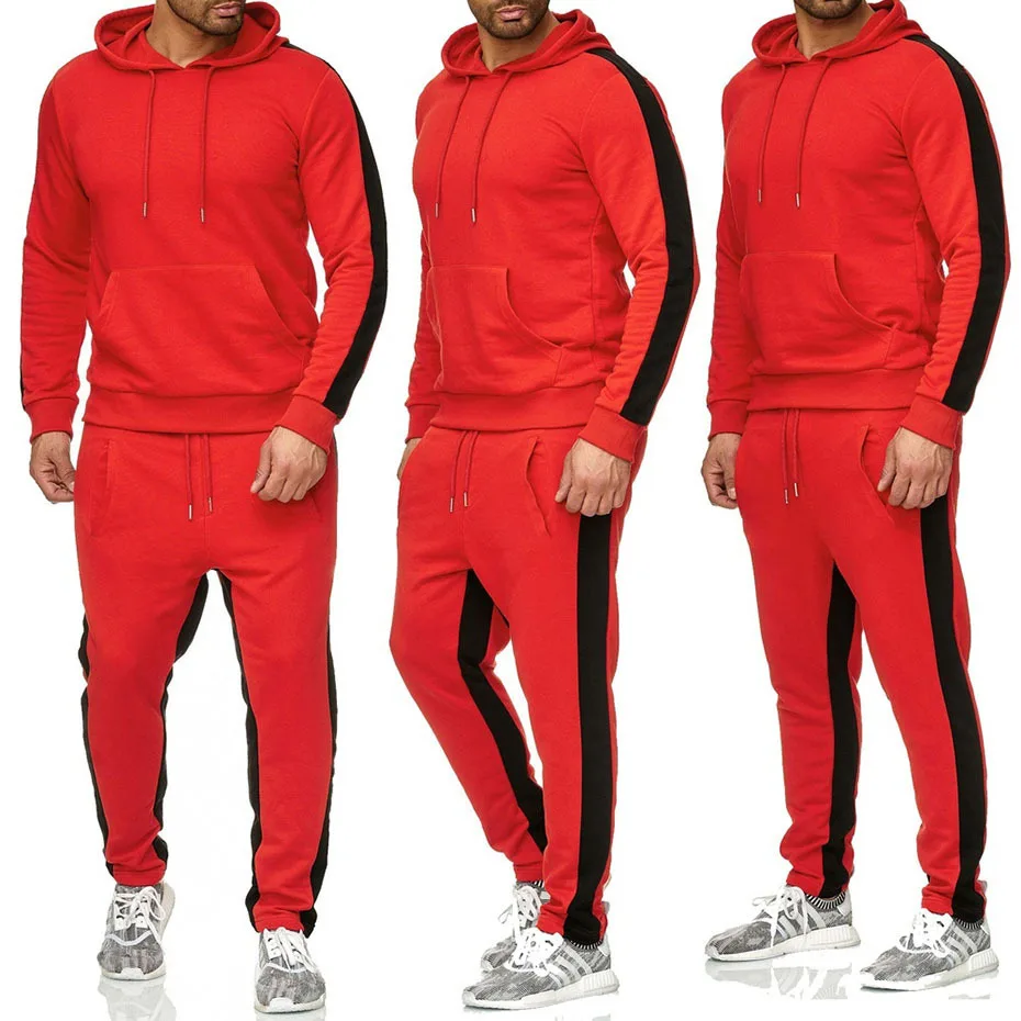 Men\'s 2 Piece Tracksuit Color Block Sweatsuit Stripes Casual Winter Long Sleeve Warm Moisture Wicking Breathable Sportswear Suit