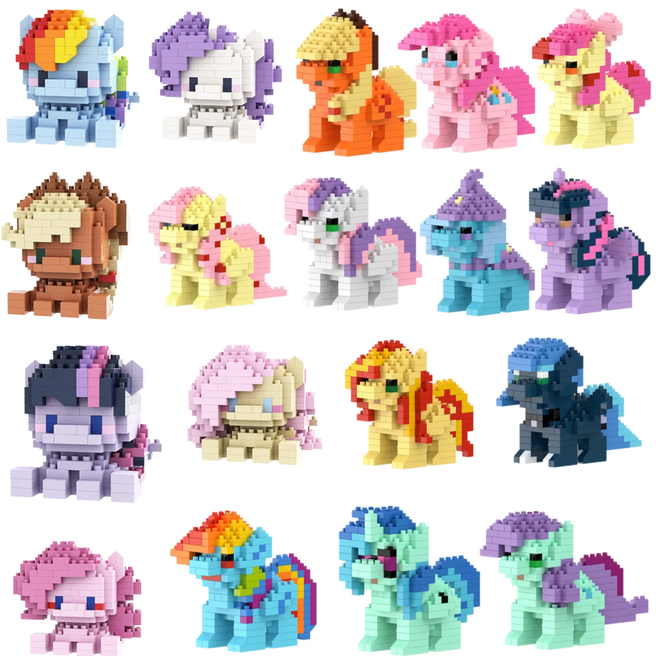 Niedliches Regenbogen-Pony Baustein-Spielzeug Geburtstagsgeschenk Kleine Ornamente