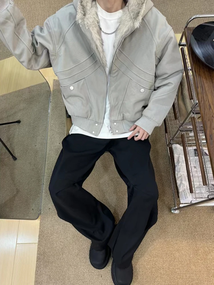 Męska zimowa parka American Sle, ocieplana, z syntetycznym futrem, wyściełana aksamitem i bawełną, młodzieżowa, modna, dopasowany krój.