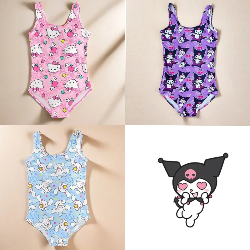 

Hello Kittys Child Swimsuit Sanrios Kids Suit Vest New Cartoon Doll Anime Figure Kawaii Girls Clothes Student Dresses