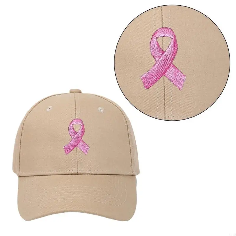 Chapeau Baseball avec ruban rose brodé, casquette sensibilisation sida en matière santé, casquette anti-soleil pour