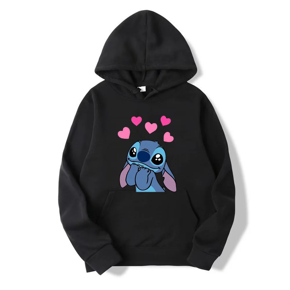 New Disney Stitch Cartoon Anime Women Pullover Spring Autumn Men Oversized Hoodie Casual Couple Sweatshirt Clothes Tops Hot Sale