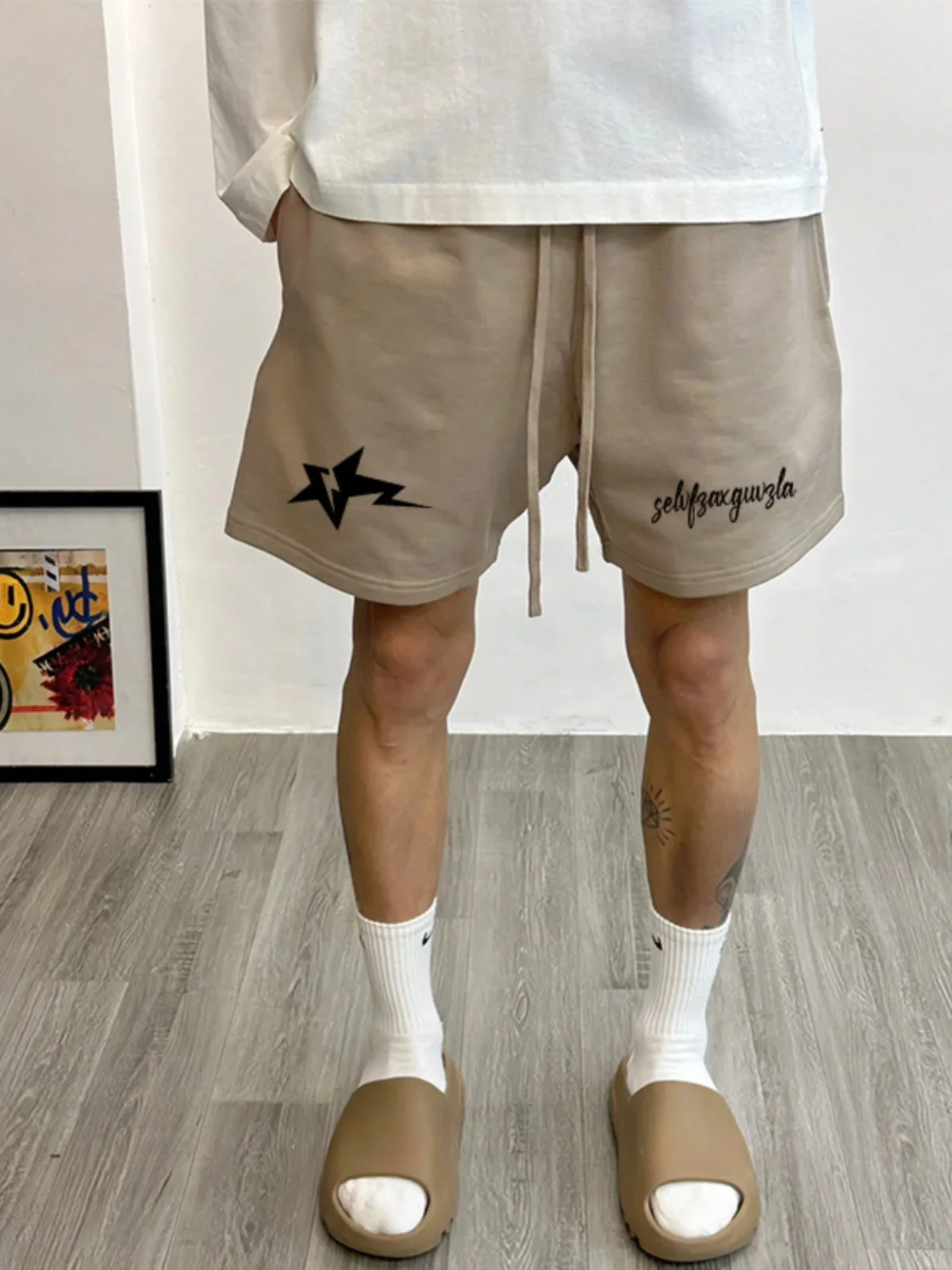 

American High-quality Trendy Brand Star Ins Printed Casual Loose Shorts Men's Summer Basketball Sports Straight Five-point Pants