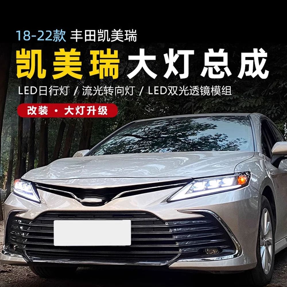 

Headlights For Toyota Camry 2018-2023 Pair of LED HeadLamps With Devil Eye Assembly Projector Car Accessories Start-up Animation