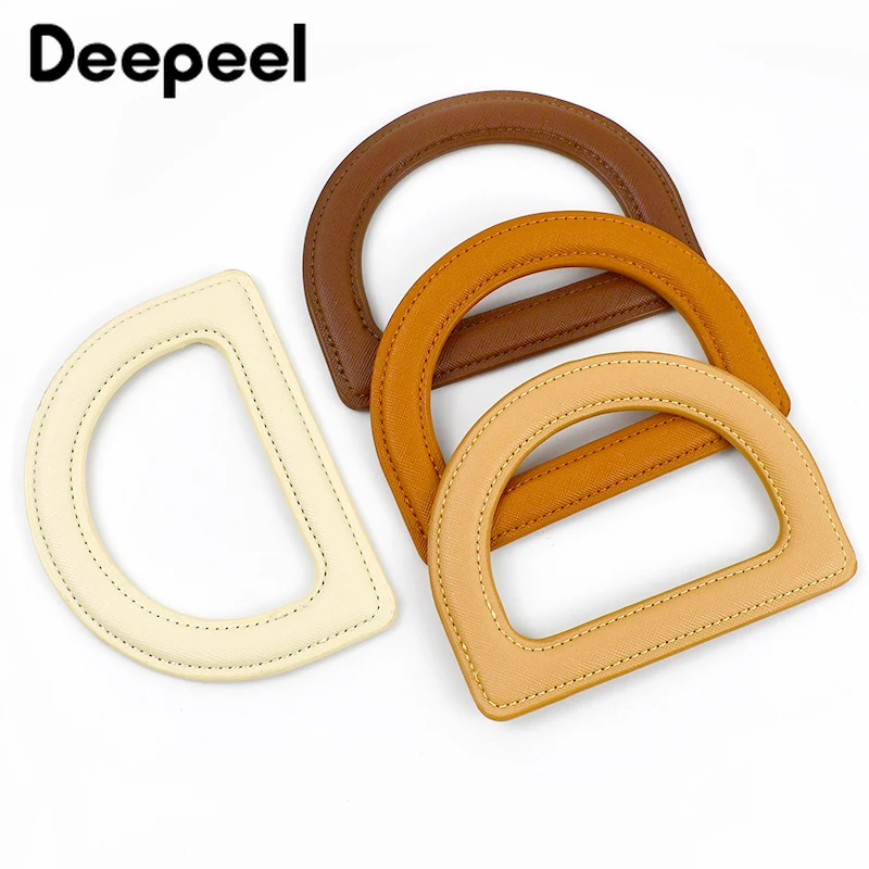 

2Pcs Deepeel 13*10cm D-Shaped PU Leather Bags Handle Wrist Ring Women's Handbag Purse Strap Woven-Bag Handles Bag Accessories