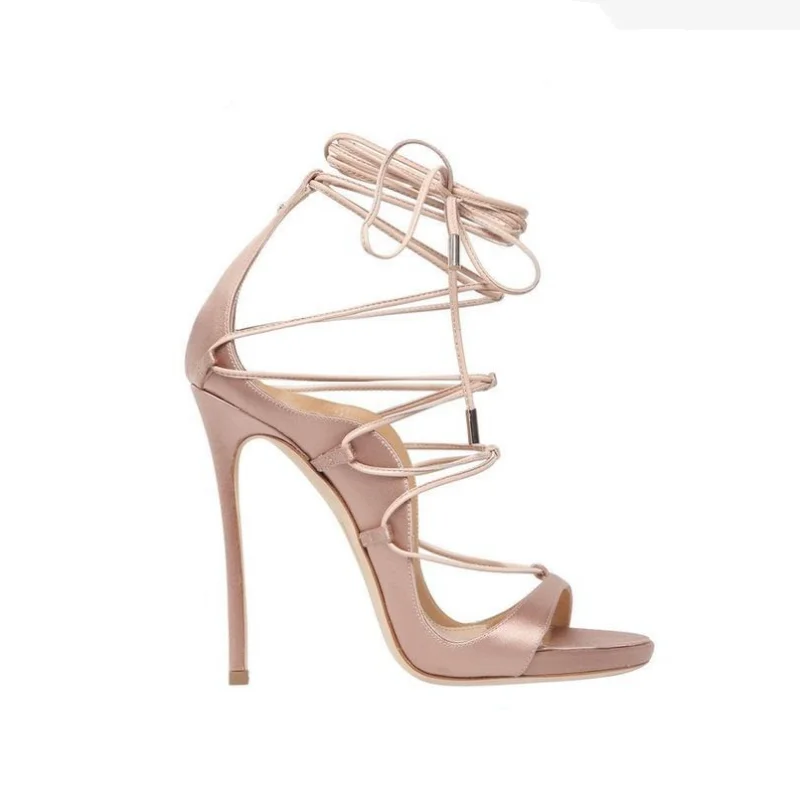 Summer's new round-toe open-toe cross-tie waterproof platform sandals high-heeled banquet dress customized large size women shoe