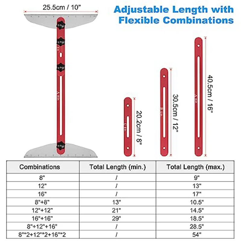 

A17Z Stair Tread Template Tool 9Inch-54Inch Adjustable Length Stair Measuring Tool Jig for Stair Treads Suitable for Stairs