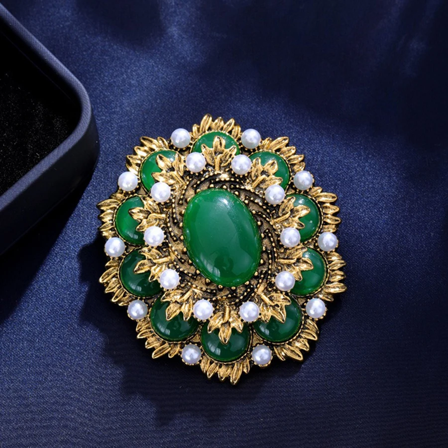 خمر الباروك الأخضر زوبعة سموكي ليف تصميم المرأة المحكمة نمط بروش زي سترة اكسسوارات هدايا العيد