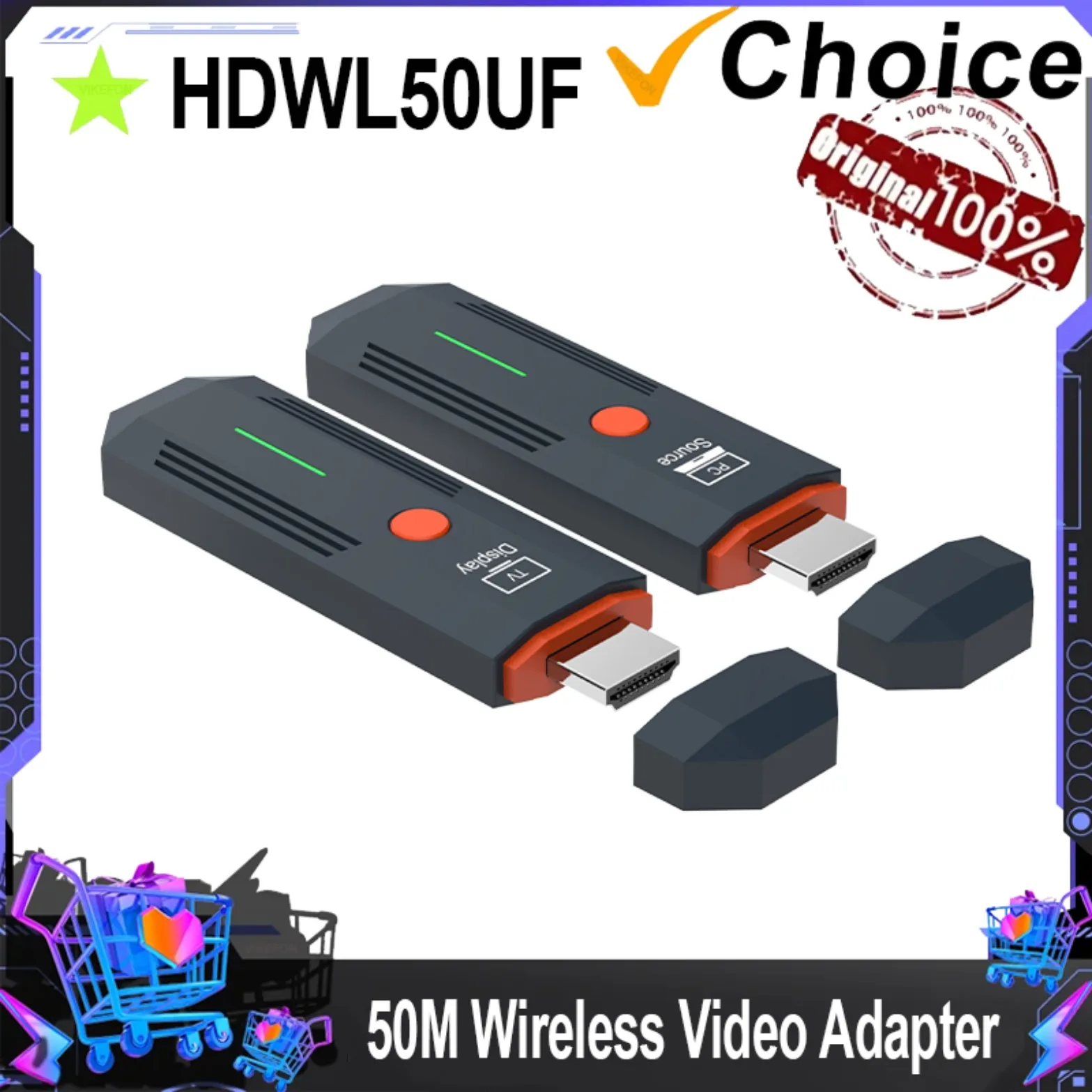 

1080P 50M Wireless HDMI-Compatible Video Audio Transmitter Receiver Extender Display Adapter Dongle For TV Box Monitor Projector